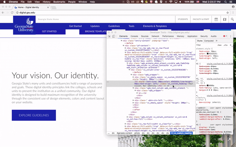Website element inspector - Web Inspector - Communications ToolKit