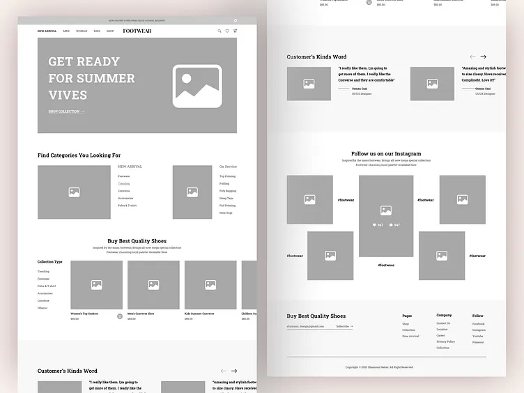 Website wireframe blueprint - Footwear - E-Commerce Website Wireframe Design by Shamsunnahar ...
