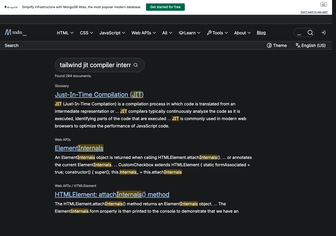 Official documentation for tailwind jit compiler internals